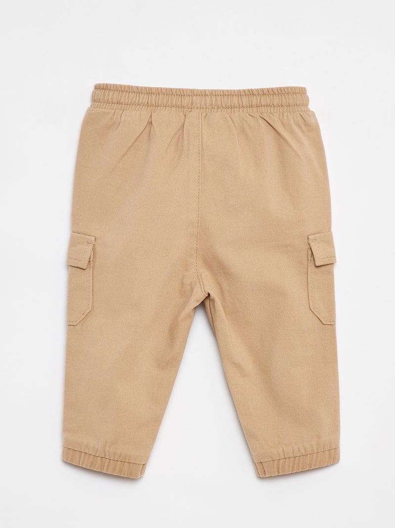 Pantalon jogger en twill avec poches à rabat Beige - Kiabi