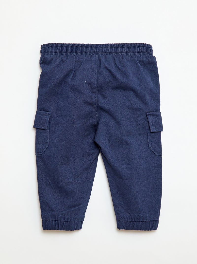Pantalon jogger en twill avec poches à rabat Bleu - Kiabi