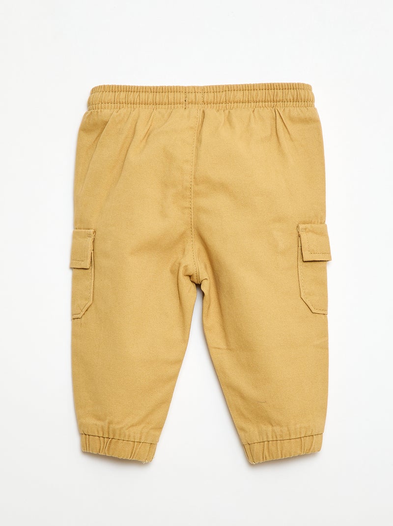 Pantalon jogger en twill avec poches à rabat Jaune - Kiabi