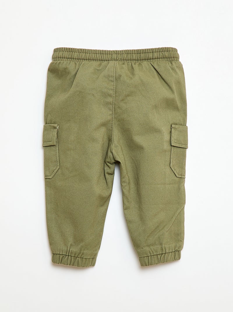 Pantalon jogger en twill avec poches à rabat Vert - Kiabi