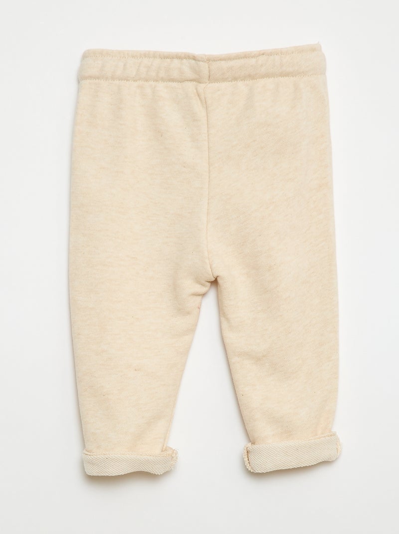 Pantalon jogging en molleton non gratté Beige - Kiabi