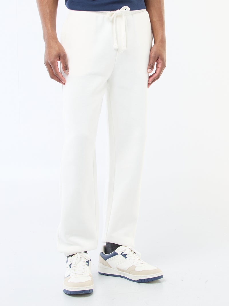 Pantalon jogging uni avec cordons de serrage à la taille Blanc - Kiabi