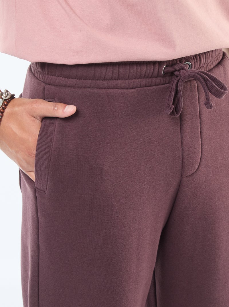 Pantalon jogging uni avec cordons de serrage à la taille Violet - Kiabi