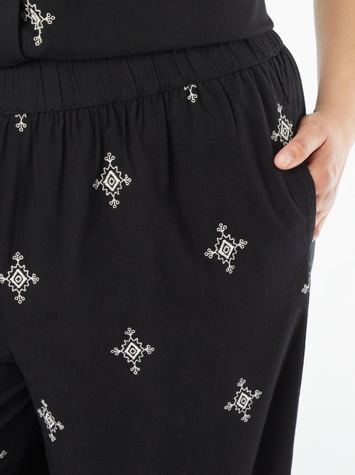 Pantalon large 3/4 brodé - Kiabi