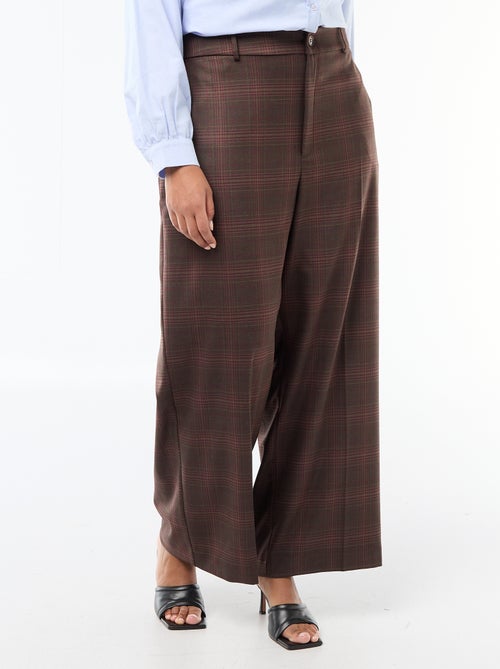 Pantalon large à carreaux - Kiabi