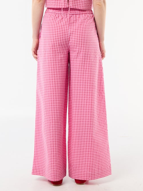 Pantalon large à motif Vichy - Kiabi