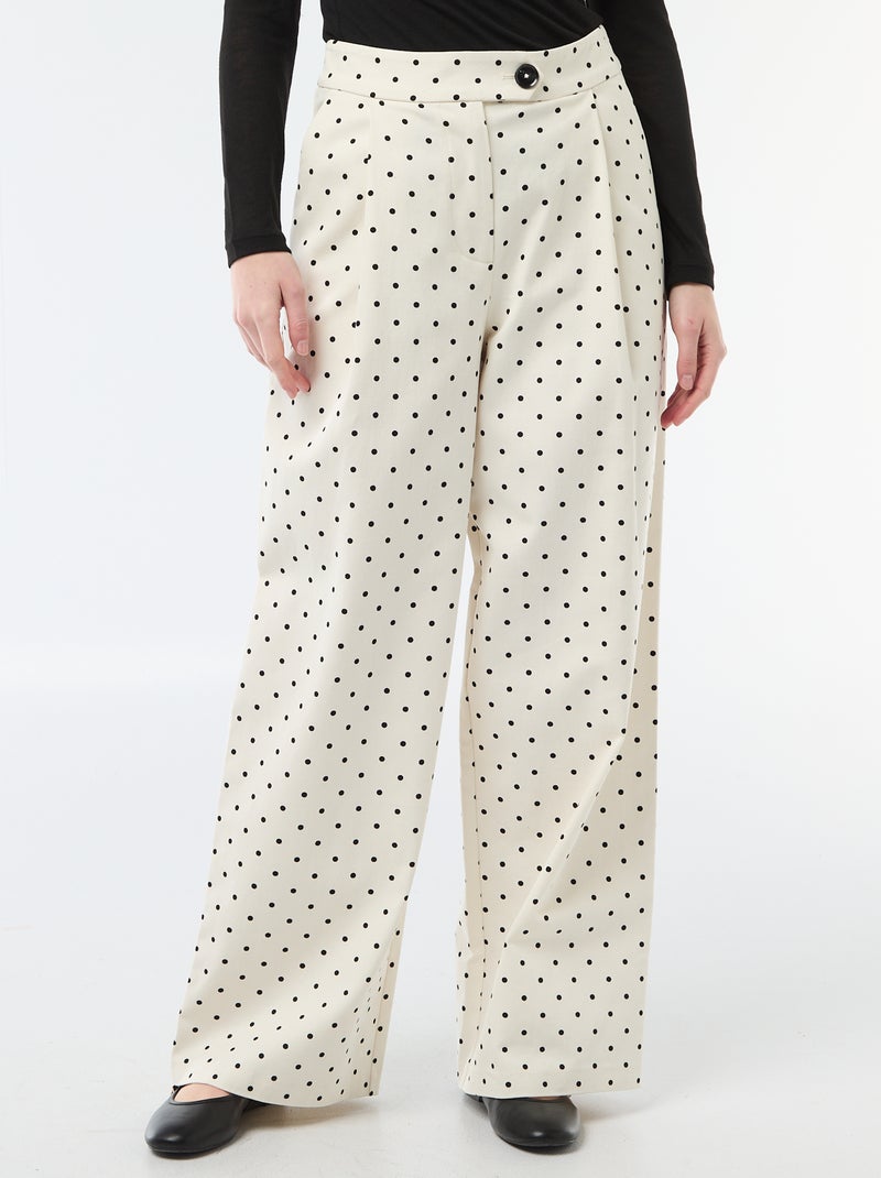 Pantalon large à pois Blanc - Kiabi