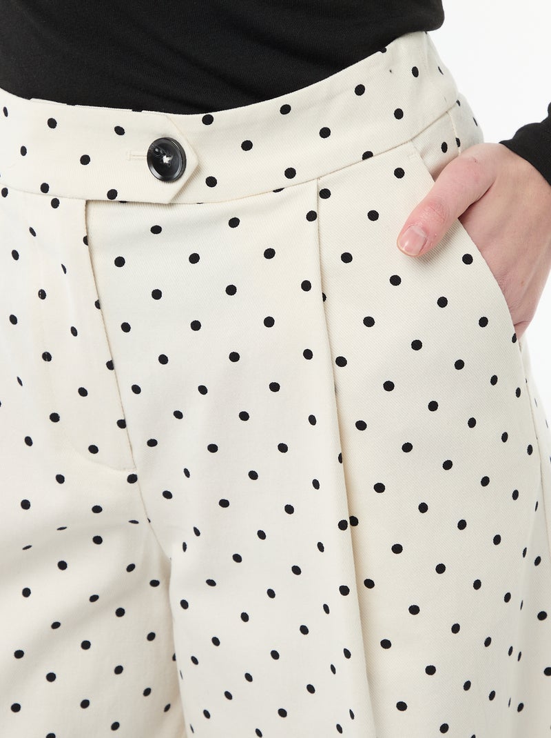 Pantalon large à pois Blanc - Kiabi