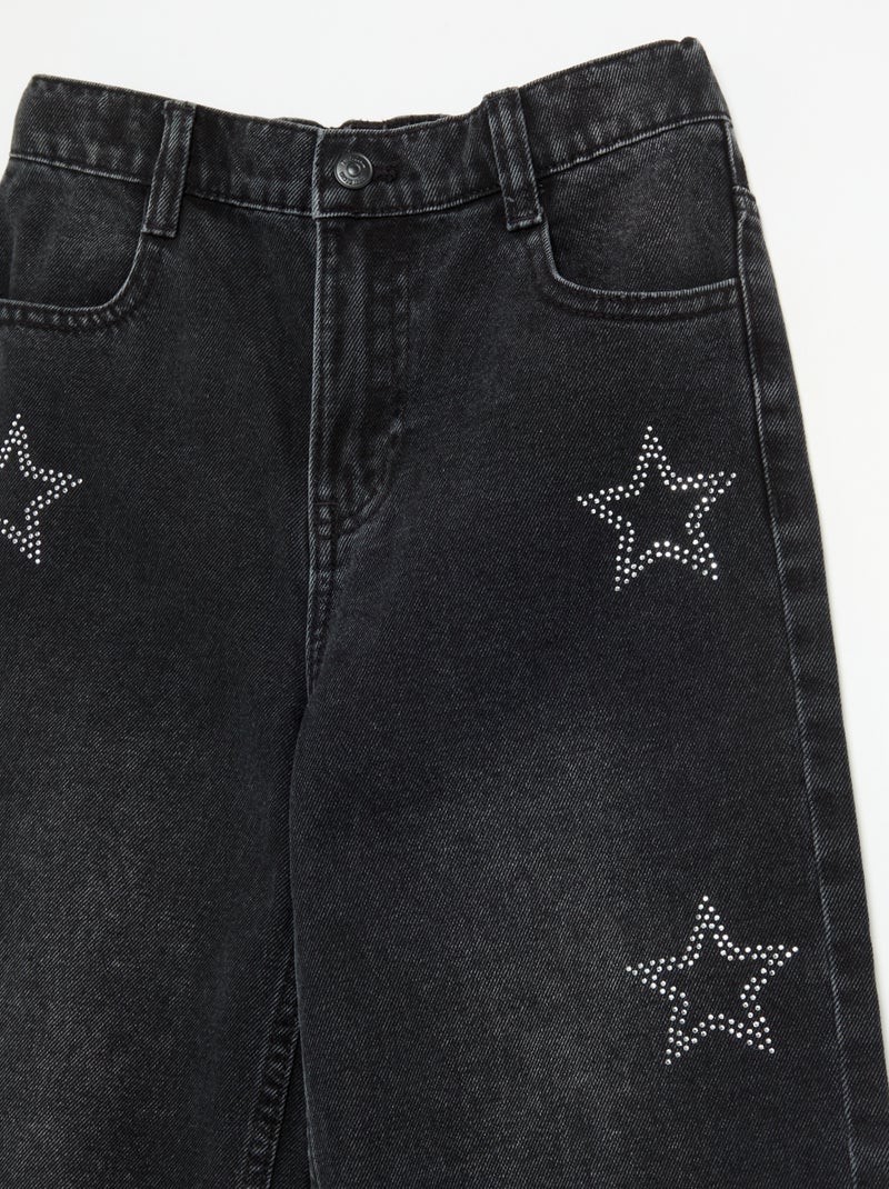 Pantalon large à strass Noir - Kiabi