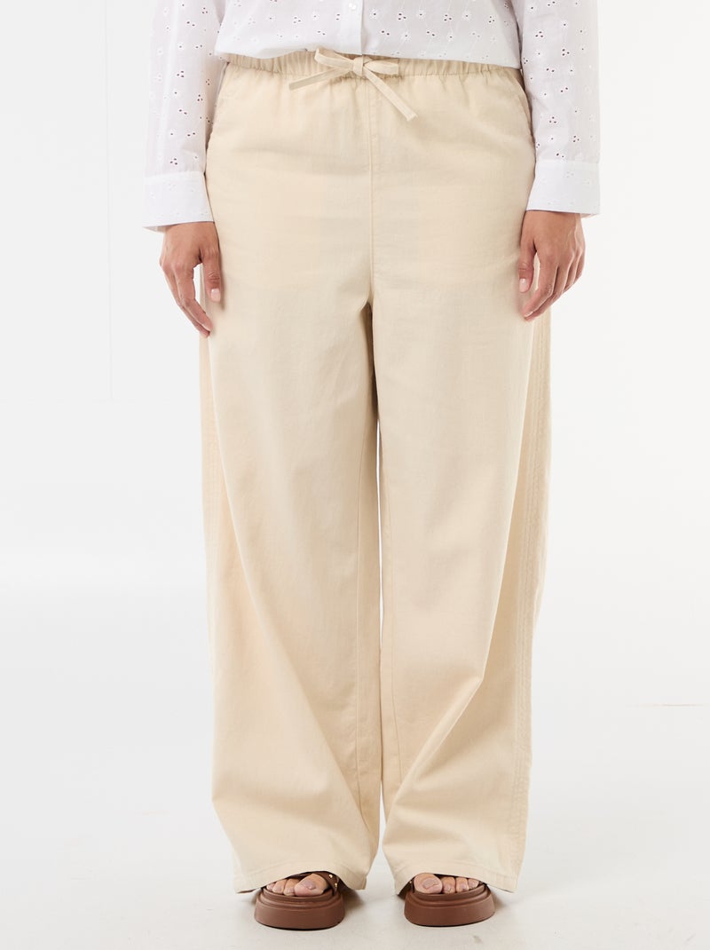Pantalon large avec 2 poches Blanc - Kiabi