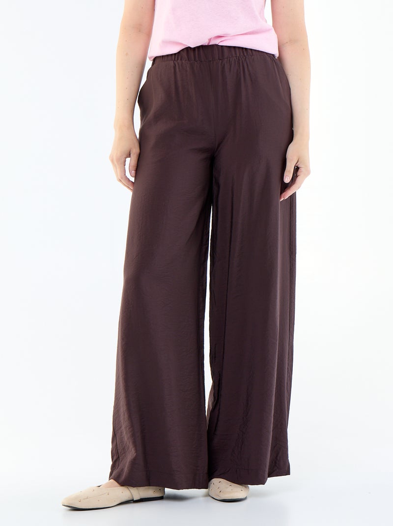 Pantalon large avec 2 poches Marron - Kiabi