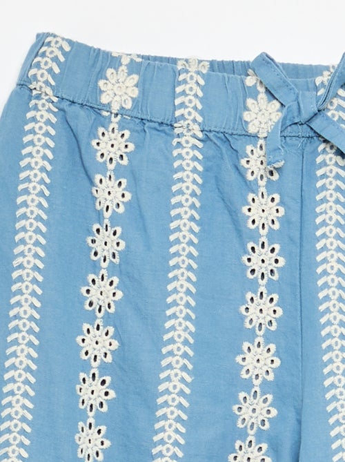 Pantalon large avec broderies anglaises - Kiabi