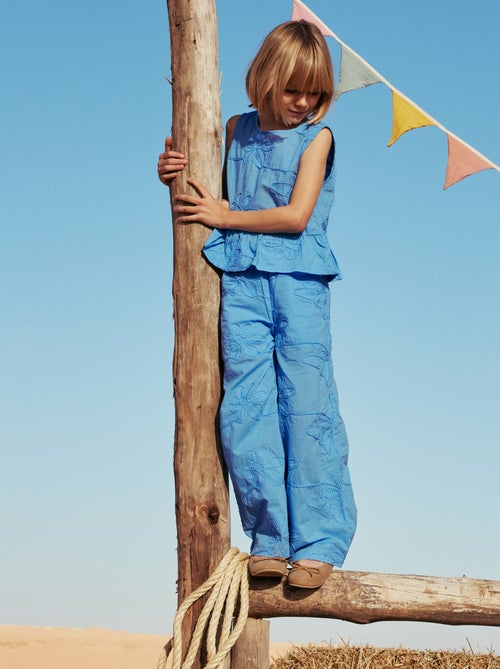 Pantalon large avec broderies - Kiabi