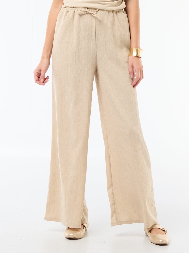 Pantalon large crêpé à 2 poches Beige - Kiabi