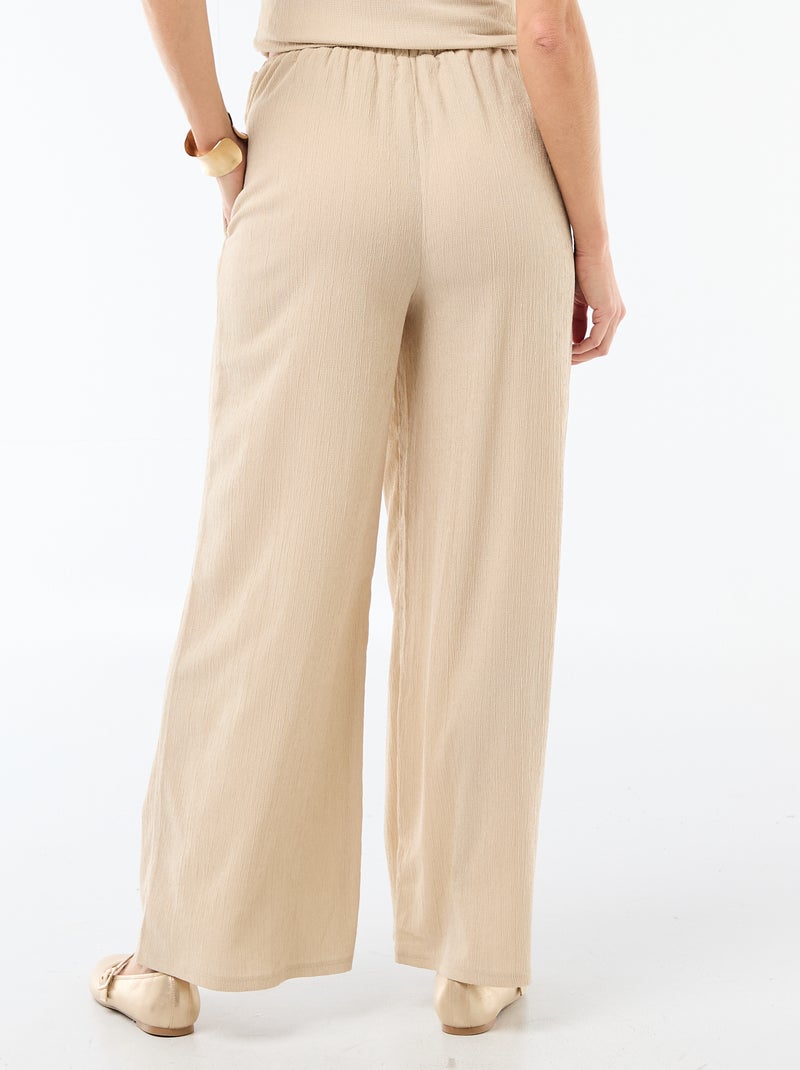 Pantalon large crêpé à 2 poches Beige - Kiabi
