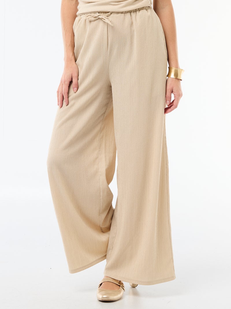 Pantalon large crêpé à 2 poches Beige - Kiabi