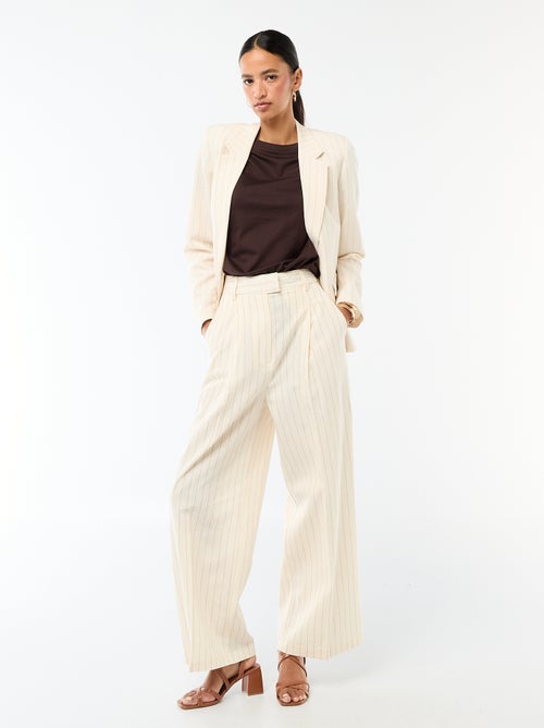 Pantalon large de cérémonie en lin mélangé - Kiabi