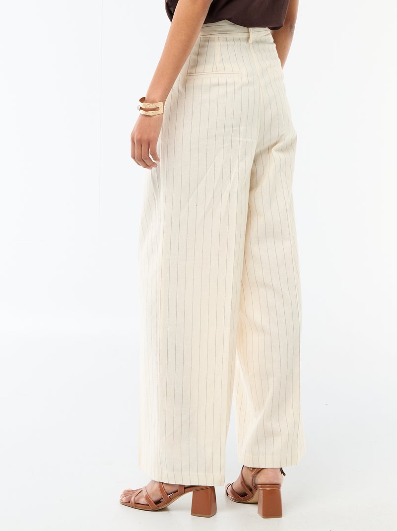 Pantalon large de cérémonie en lin mélangé Beige - Kiabi