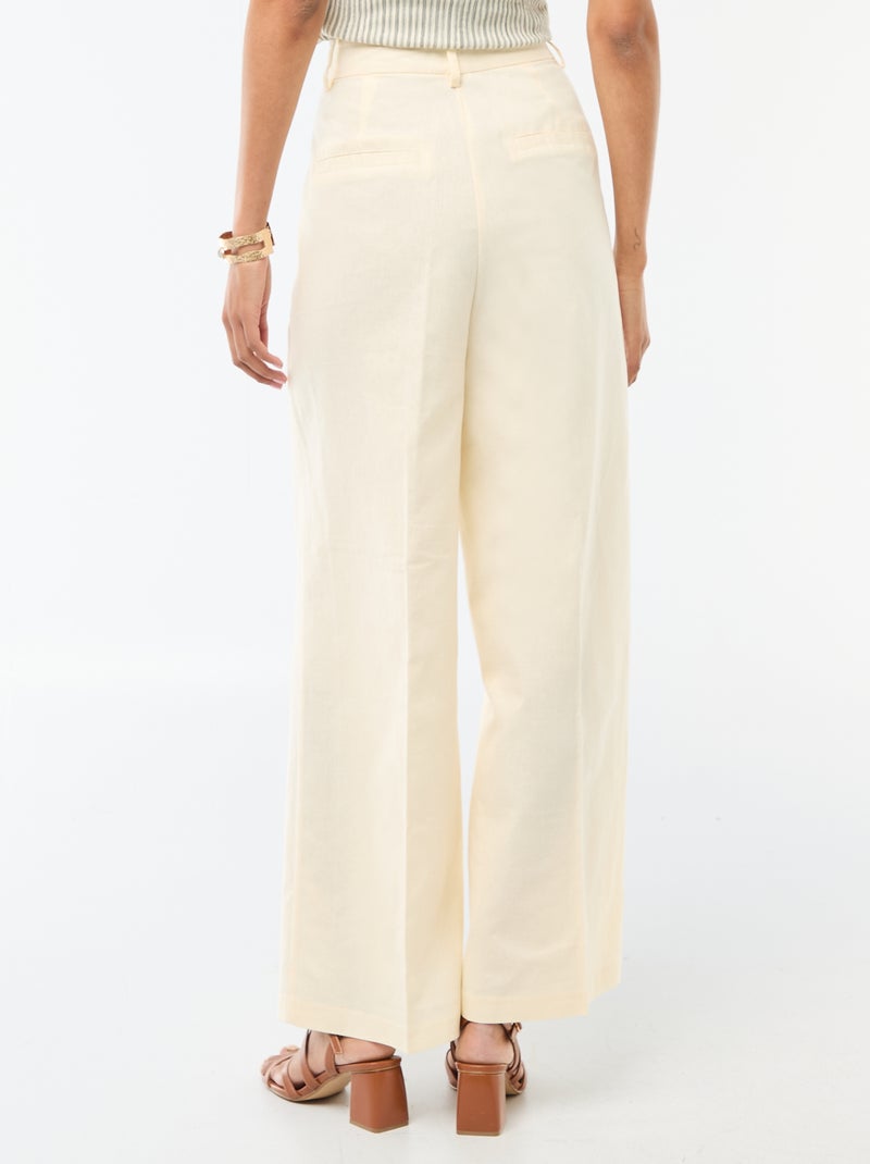 Pantalon large de cérémonie en lin mélangé Beige - Kiabi