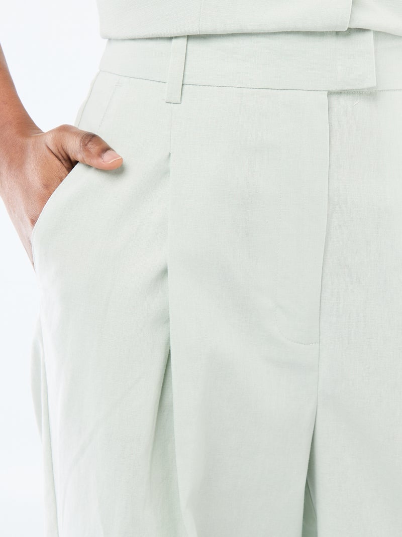 Pantalon large de cérémonie en lin mélangé Bleu - Kiabi