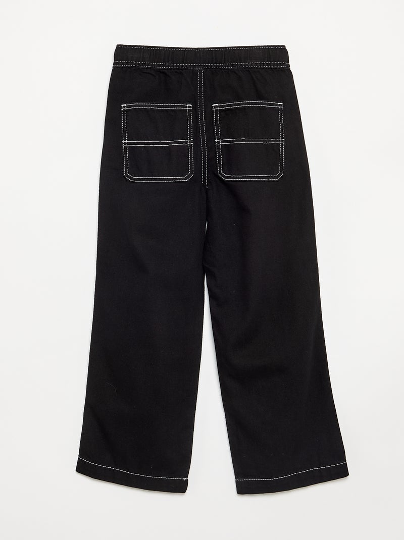 Pantalon large en denim Noir - Kiabi