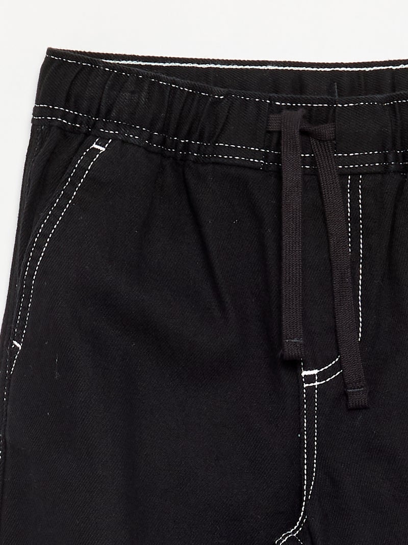Pantalon large en denim Noir - Kiabi