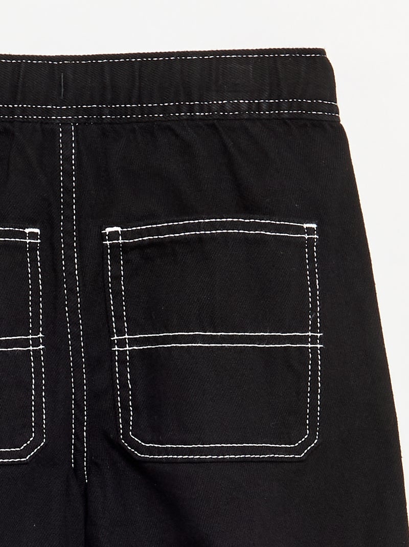 Pantalon large en denim Noir - Kiabi