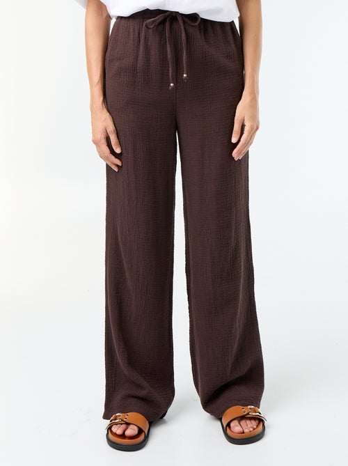Pantalon large en gaze de coton - Kiabi