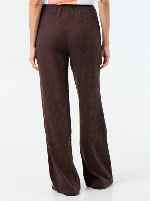 Pantalon large en gaze de coton - Kiabi