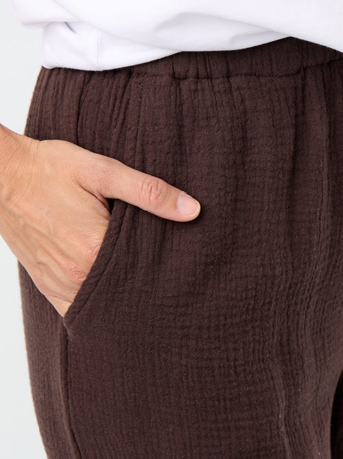 Pantalon large en gaze de coton - Kiabi