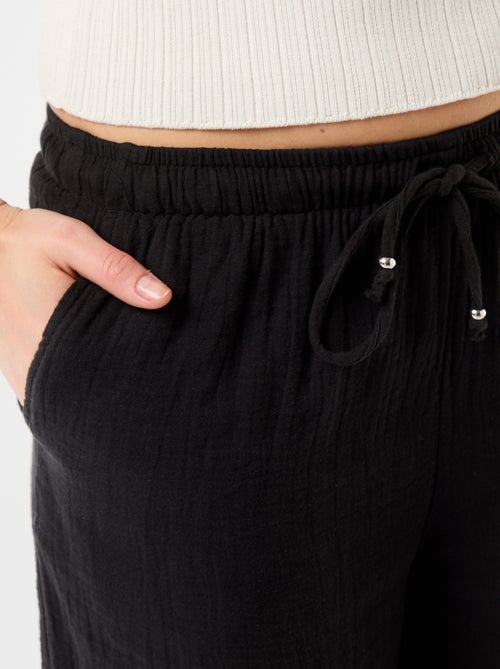 Pantalon large en gaze de coton - Kiabi