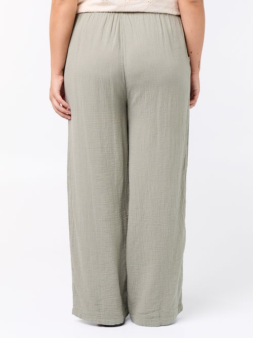 Pantalon large en gaze de coton - Kiabi