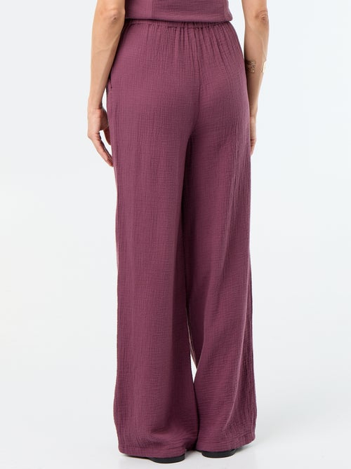 Pantalon large en gaze de coton - Kiabi