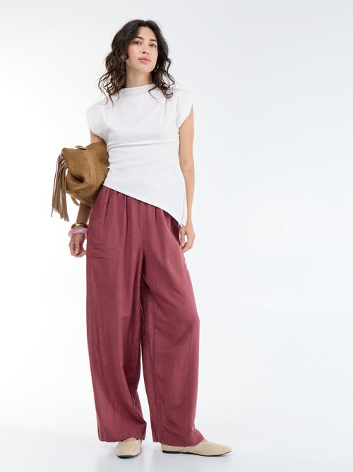Pantalon large en lin femme - Kiabi