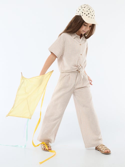 Pantalon large en lin mélangé - Kiabi