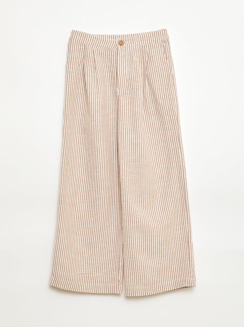Pantalon large en lin mélangé - Kiabi
