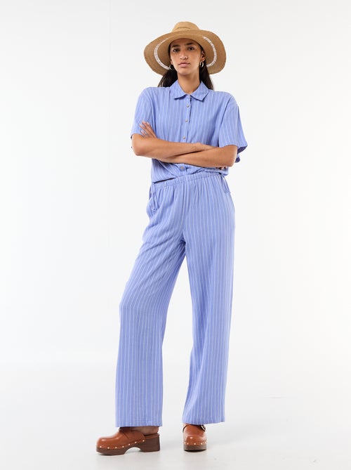 Pantalon large en lin mélangé - Kiabi