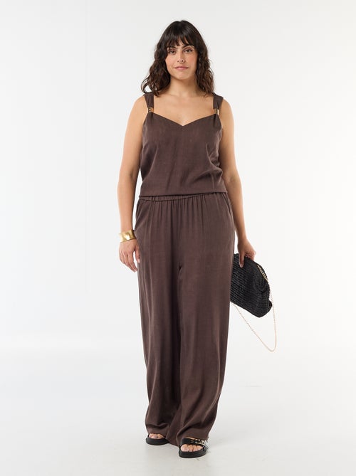 Pantalon large en lin mélangé - Kiabi