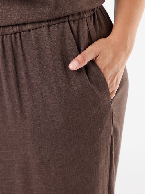 Pantalon large en lin mélangé - Kiabi