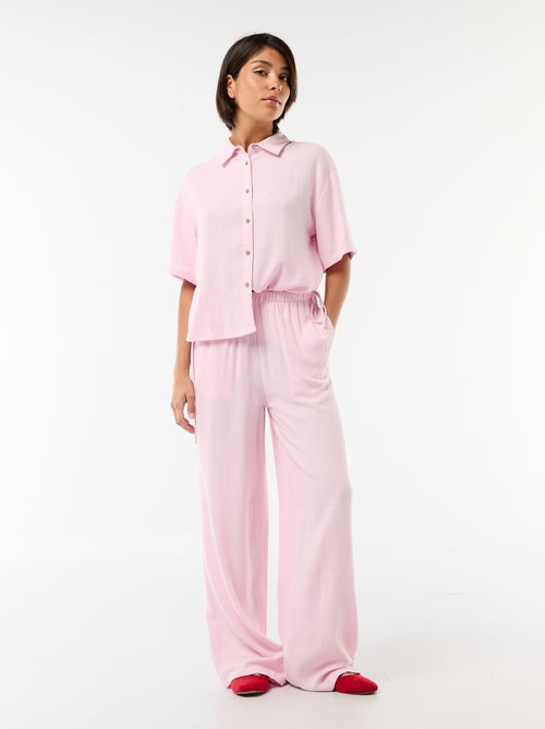 Pantalon large en lin mélangé - Kiabi