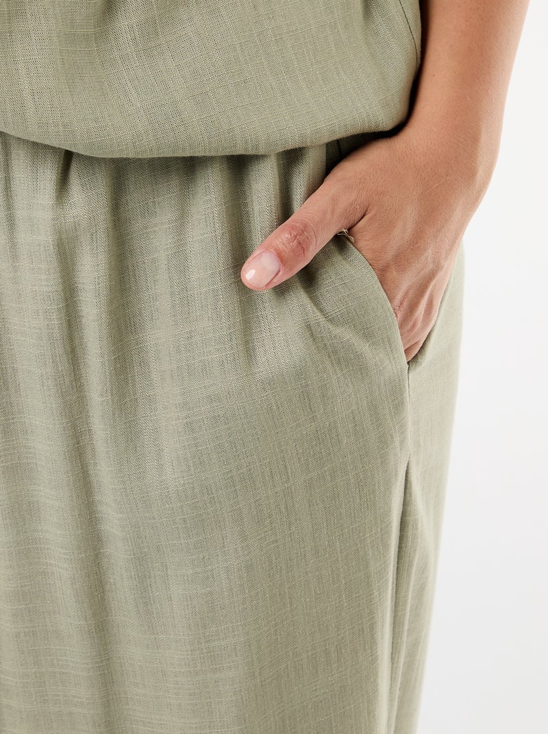 Pantalon large en lin mélangé Vert clair - Kiabi