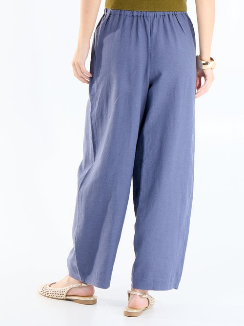Pantalon large en lin taille haute femme - Kiabi