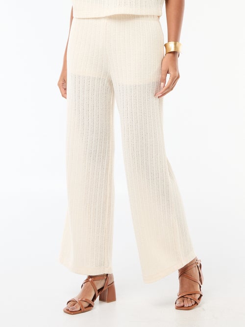 Pantalon large en maille ajourée - Kiabi