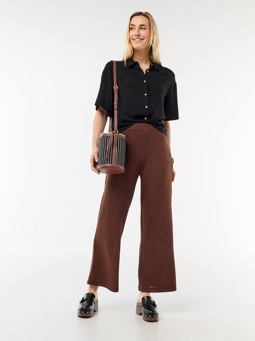 Pantalon large en maille ajourée - Kiabi