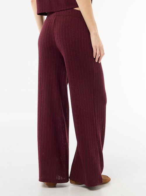Pantalon large en maille ajourée - Kiabi