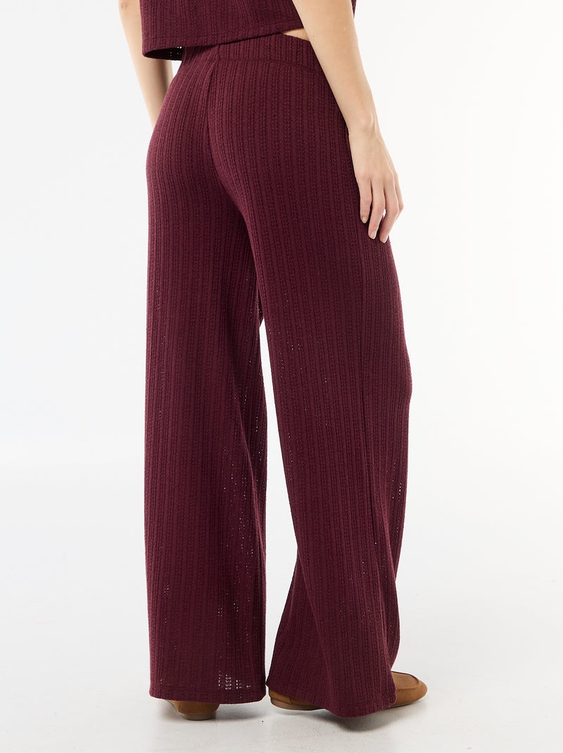Pantalon large en maille ajourée Rouge - Kiabi