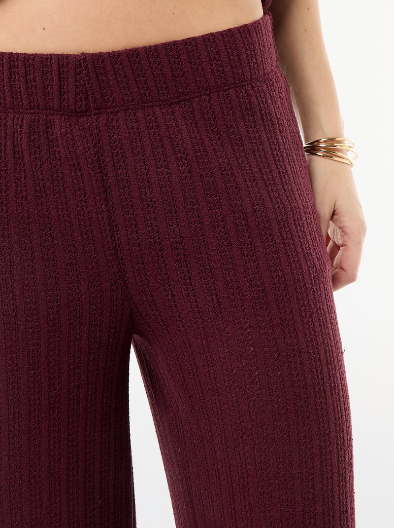 Pantalon large en maille ajourée Rouge - Kiabi