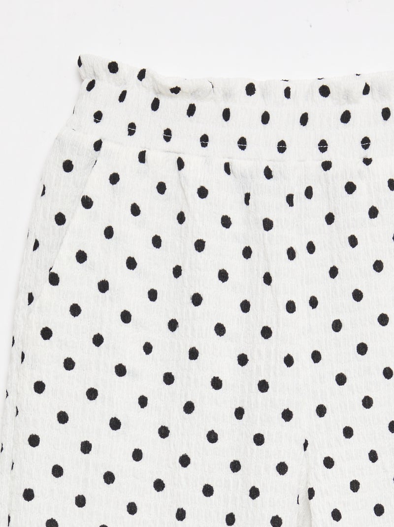 Pantalon large en maille crêpe Blanc - Kiabi