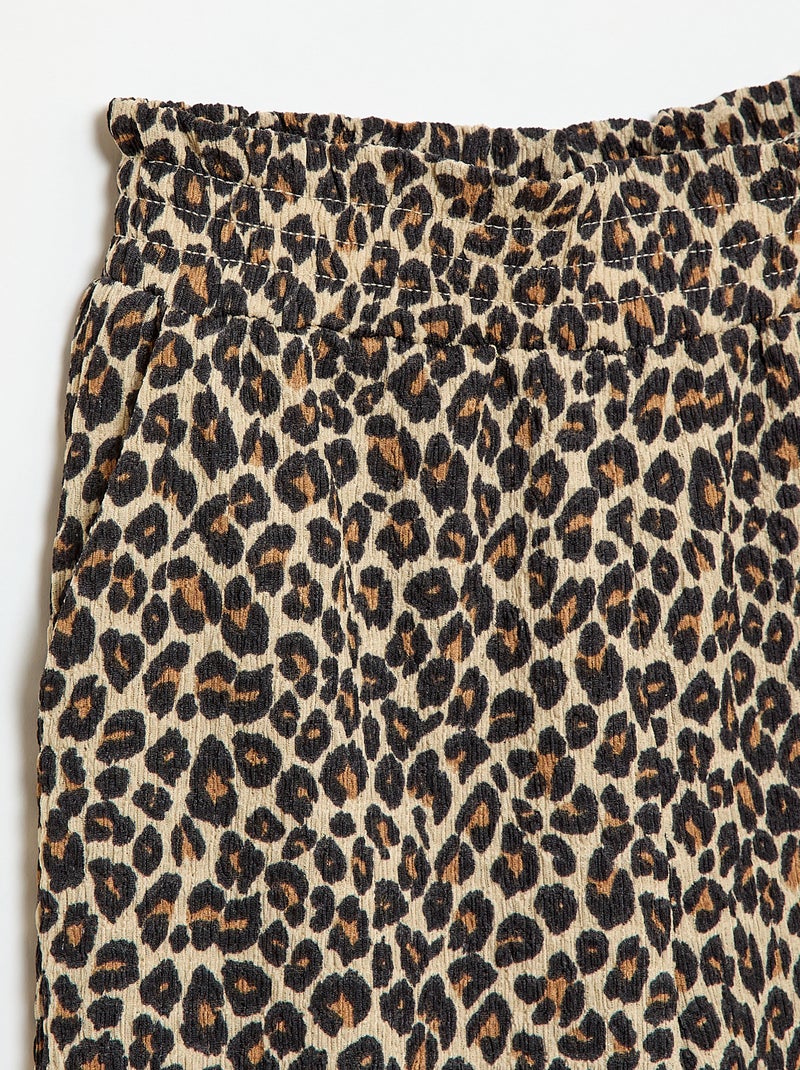 Pantalon large en maille crêpe Marron - Kiabi