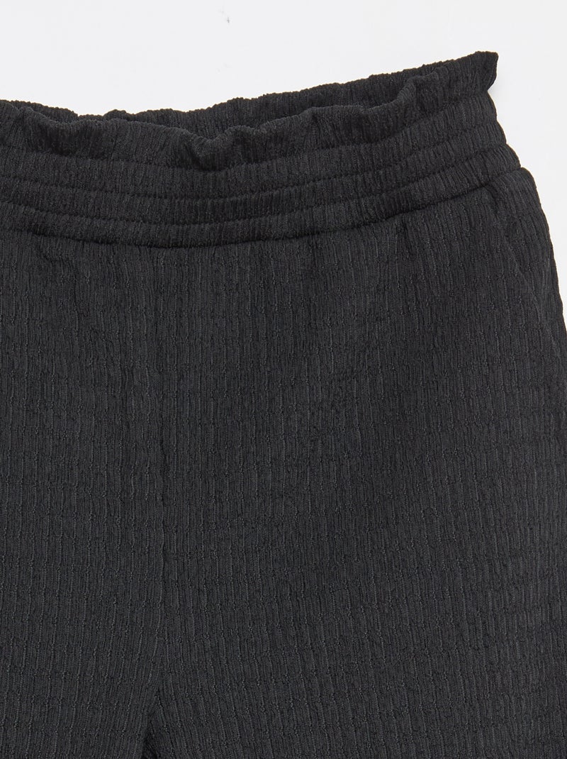 Pantalon large en maille crêpe Noir - Kiabi
